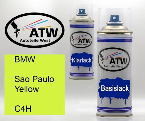 BMW, Sao Paulo Yellow, C4H: 400ml Sprühdose + 400ml Klarlack - Set, von ATW Autoteile West.